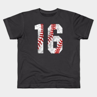 Vintage #16 Baseball Laces Baseball Mom Jersey Love Baseball T-shirt Kids T-Shirt